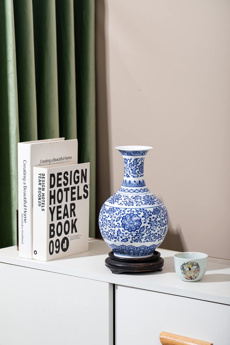 GaLouRo Blue and White Vase  Blue Vase  Chinoiserie Vase  Blue and White Ginger Jar Vase for Home Decor  Blue and White Porcelain Decor 9""H - Image 2